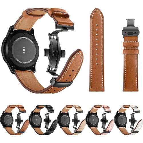 Leather strap for Samsung Gear S3 Frontier/Classic band Galaxy watch 46mm bracelet smart watch band Accessories Butterfly buckle
