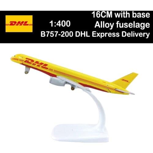 16CM 1:400 Boeing B757-200 Model DHL Express Delivery Airlines Base Alloy Aircraft Plane Airliner Display Adult Collection Toys
