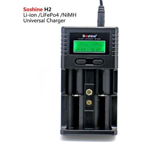 Soshine H2 2-Slot LCD Universal Battery Charger For Li-ion/Ni-MH/LiFePO4 Batteries