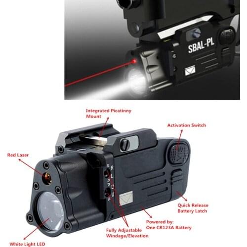 Tactical Laser Flashlight SBAL-PL Hunting Weapon Light Combo Red Laser Pistol Constant & Strobe Gun Light Picatinny Rail