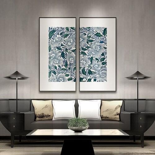 Traditional Chinese Blue And White porcelain Pattern Totem Canvas Painting Bowl Print and Picture For Art Wall Poster Home Decor