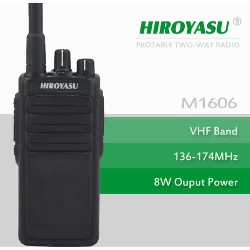 High Quality HIROYASU M1606 VHF 136-174MHz 8WATTS 16Channels Portable Two-Way Radio