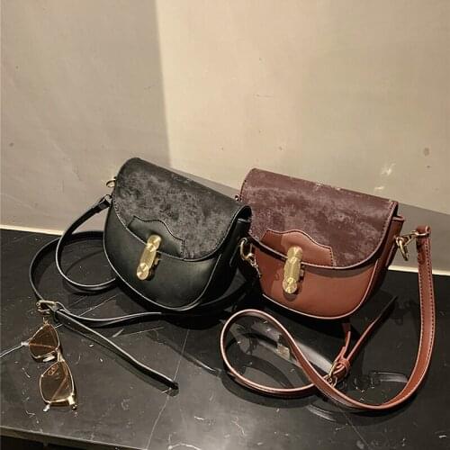 Vintage Small Scrub Leather Crossbody Bags for Women 2020 Lux Handbags and Purses Womens Branded Trend Chain Shoudler Hand Bag
