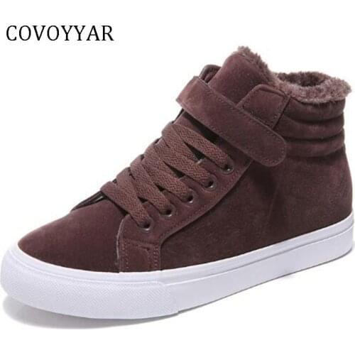 COVOYYAR Fur Womens Sneakers 2021 Warm Platform Snow Boots Women Winter High Top Lace Up Casual Shoes Size 40 WSN729