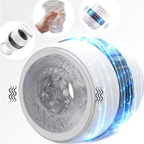 Vibrating Male Masturbator Open-Ended Stroker with Crystal Ribbed Tunnel Pocket Pussy Penis Vibrator Blowjob Sex Toys For Men