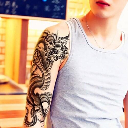 1pc Arm Leg Body Art Sticker Temporary Tattoos 3D Black Dragon Removable Waterproof Temporary Tattoo