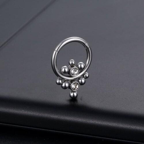 1PC Titanium Steel Black Seamless Hinged Nose Hoop Septum Clicker Piercings Lip Labret Ring Ear Cartilage Tragus Sexy Jewelry