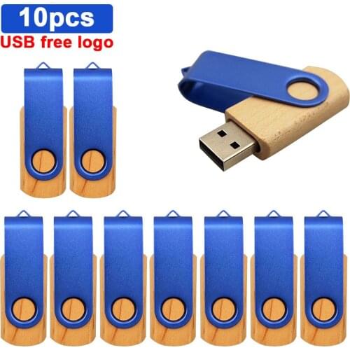 10pcs/lot custom logo rotatable Wooden usb flash drive pen drive 4GB 8GB 16gb 32gb 64gb pen drive memory stick for wedding Gifts