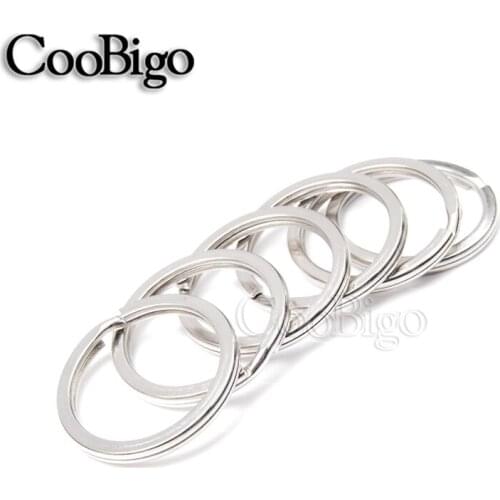 50 Pcs 20mm~35mm Open Double Jump Rings Plated Round Flat Key Rings forKey Chain Holder Split O-Rings Silver Keyfob Accessories