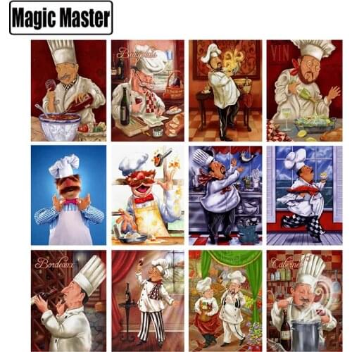 5d diy diamond painting cross stitch pattern diamond embroidery cartoon happy chef diamond mosaic Home kitchen decoration gifts
