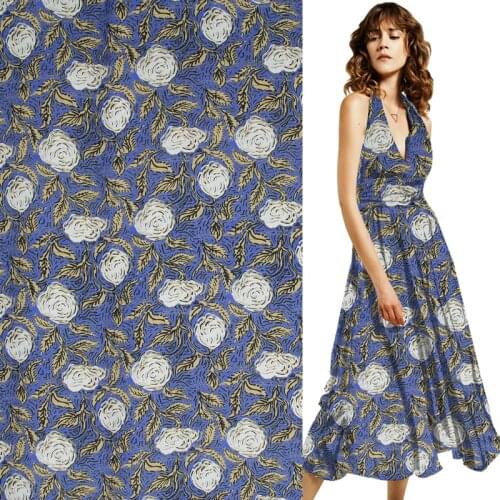 Abstract fashion floral design silk and cotton blended fabric 13momme,SCT372