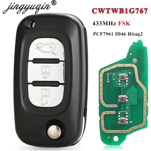 Jingyuqin 433MHz ID46 pcf7961 3BTN Car Remote Key for Renault Scenic III Megane III Fluence 2009-2015 Master Kangoo CWTWB1G767
