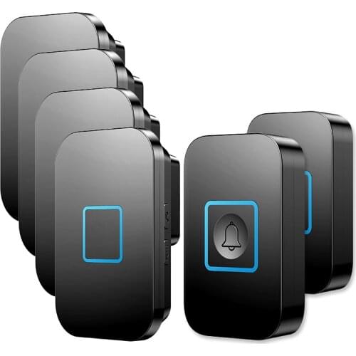 CACAZI 60 Chime Wireless Doorbell Waterproof 300M Remote EU UK US Plug home LED Door Bell Battery 2 Button 4 Receivers Ring Bell