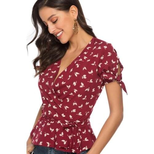 Blouses Women Fashion V Neck Sexy Tops Short Sleeve Blouse Shirt Women Tops And Blouses Chemisier Femme Blusas Mujer D190511