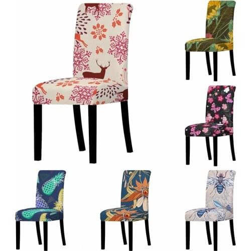 Abstract Plant Sunflower Chair Covers Spandex Stretch Deer Butterfly Seat Chair Case Wedding Flowers Removable Elastic Slipcover