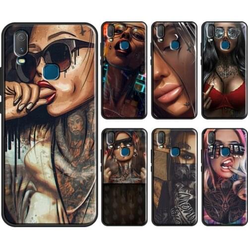 Sexy Sleeve Tattoo Girl Case For Vivo V17 Neo V20 SE Y1S Y12 Y17 Y30 Y50 Y70 S1 Y91C Y20 S Y11 2019 Back Cover