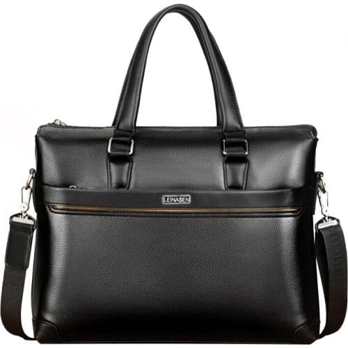 Mens Business Leather Briefcase Bags Single Shoulder Handle Document Laptop Bag Male Handbag Totes