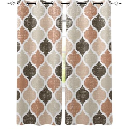 Geometric Brown Vintage Morocco Modern Curtains for Living Room Bedroom Kitchen Curtains Drapes Window Treatments