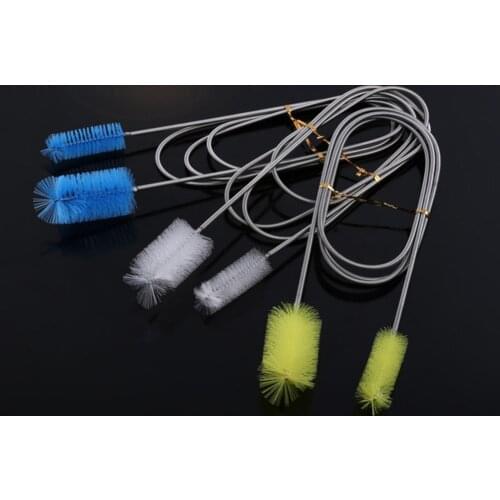 155cm Aquarium Cleaning Brush Stainless Steel Flexible Bent Tube 2x brush Water Air Tube Pipe Hose Cleaner Fish Tank Accessories