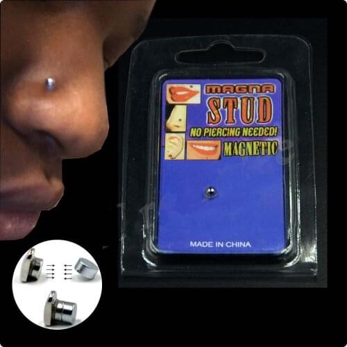 1PC Fake Piercing Nose Ring Stud Magnet Studs Magnetic Strong Dimple Ring Lip Stud Fake Cartilage Piercing Stud body jewelry