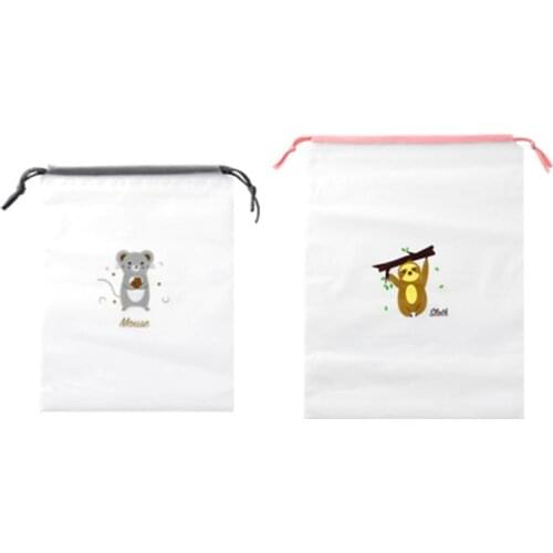 Storage Bags Multi-purpose Animal Pattern Item-Protective Reusable Drawstring Canvas Pouch for Home