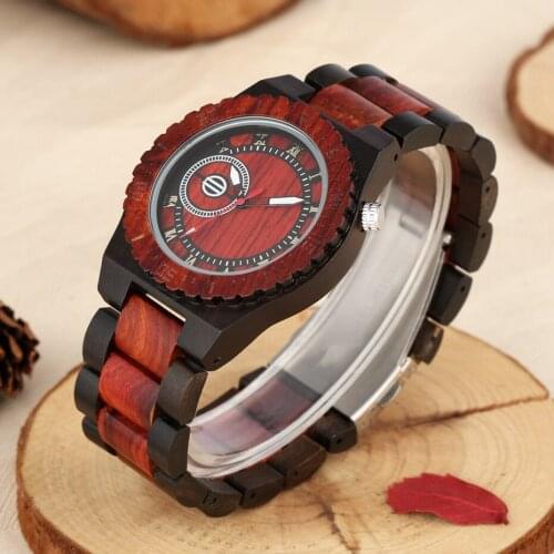 Circle Geometric Dial Wooden Watch Mens Watches Natural Full Woody Bangle Clock Male Quartz Wristwatch Reloj de madera 2020 NEW