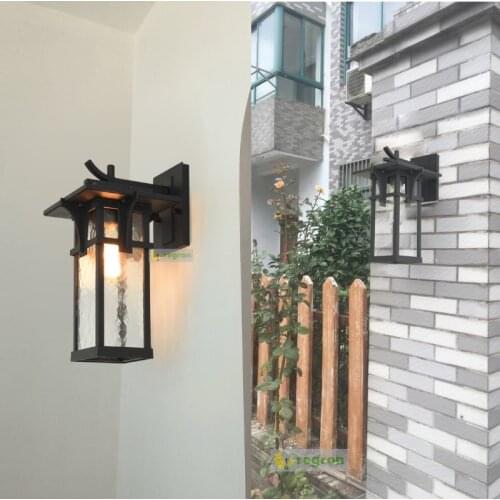 Outdoor Balcony Waterproof Induction Wall Lamp wall lights for home Courtyard Garden Villa Lamp Rural Antique Aluminum Lamp