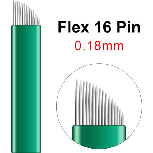 New 0.18mm 500PCS Tattoo Needles 16 Shape Blades Flex Curved Microblading Permanent Makeup For 3D Embroidery Manual Pen