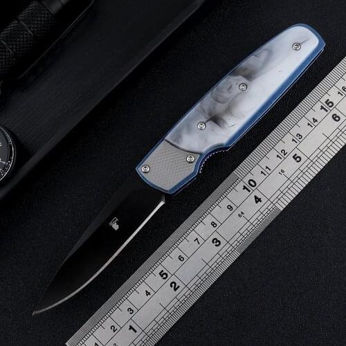 NEW CR 7404 side-opening folding knife 5Cr15Mov blade electroplated metal + shell handle outdoor tactical fruit EDC tool knife