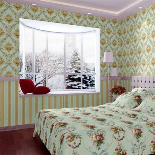 Beibehang Wallpaper Europe 3D embossed Damascus pvc wallpaper home improvement bedroom living room main loading wallpaper