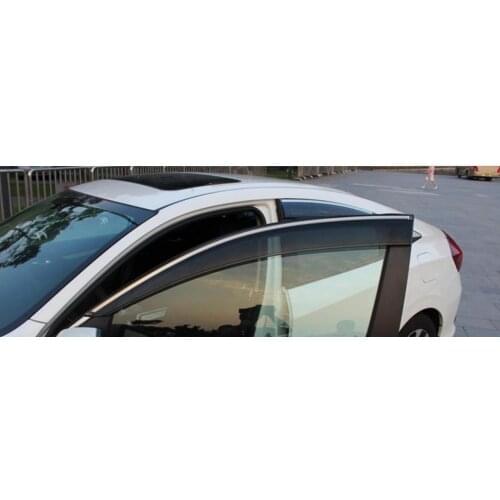 Plastic Window glass Wind Visor Rain/Sun Guard Vent 4pcs/set For Honda Civic 10th Sedan 2016 2017
