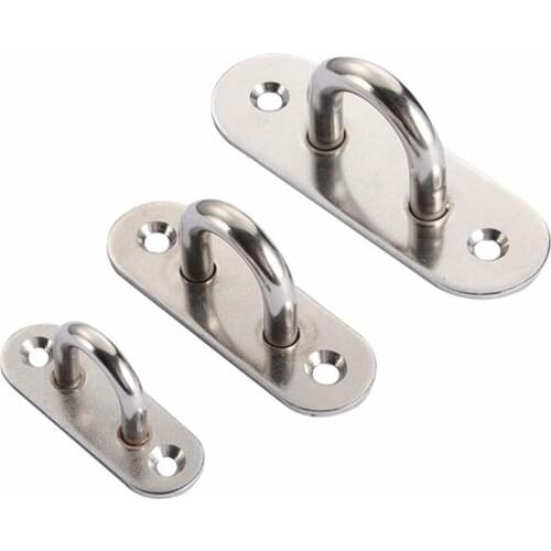 2Pcs Stainless Steel U-shape Pad Eye Plate Wall Mount Hammock Fixed Hook Base Multi-Function Hammock Hammock Hook Metal Base