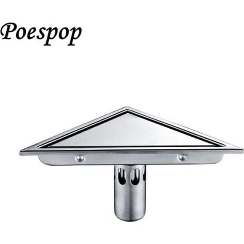 POSEPOP Hidden type Triangle Tile Insert Floor Waste Grates Shower Drain 304 Stainless Steel Floor Drain Bathroom Accessories