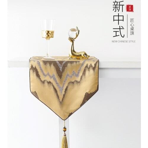 3 colors luxurious satin embroidered table runner jacquard with tassels desk cabinet cover cloth home decorative ornaments