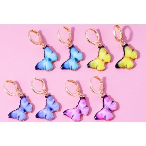 Multicolor Butterfly Drop Earrings for Women Cute Resin Jewelry Cute Girls Party Accessories Korean Style Earing Jewellery