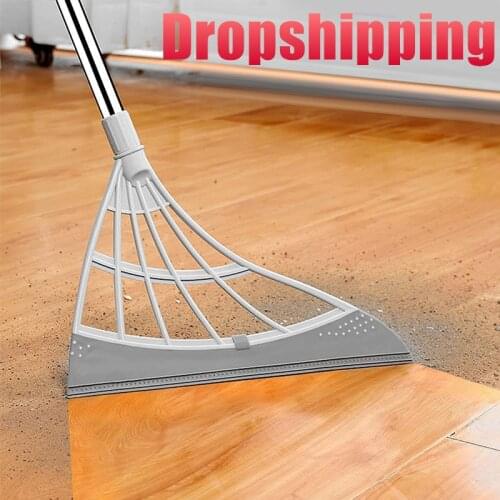 Silicone Rubber Broom Hand Push Sweeper Magic Broom Floor Wiper Squeegee Floor Cleaning Squeegee Sweeping Brush Pet Hair Broom