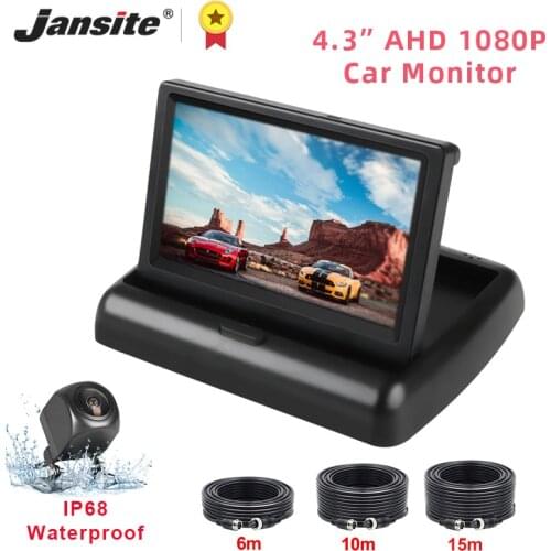 Jansite 4.3" Foldable AHD 1080P Car Monitor Rear View Camera Aviation line of Rear Camera Intelligent System Rearview Monitors