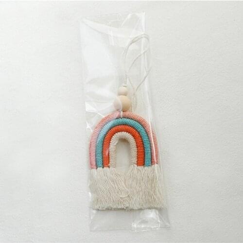 Woven Rainbow Wall Hanging for Bedroom Nursery Baby Kids Rooms Playroom Handmade Art Home Decor Car Hanging Jewelry Gifts 090E