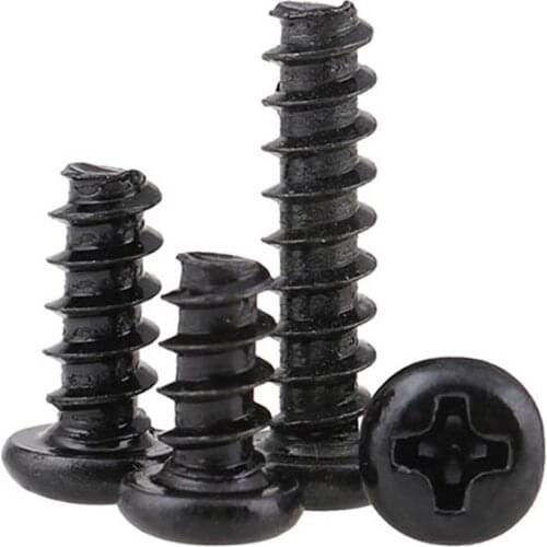 Black Cross Round Head Flat Tail Self Tapping Small Screw PB Philips Pan Head Flat End Tapping Screws M1.4M2M2.3 500PCS