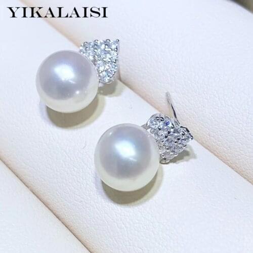 YIKALAISI 925 Sterling Silver Jewelry Pearl Earrings 2020 Fine Natural Pearl jewelry 8-9mm Earrings For Women wholesale
