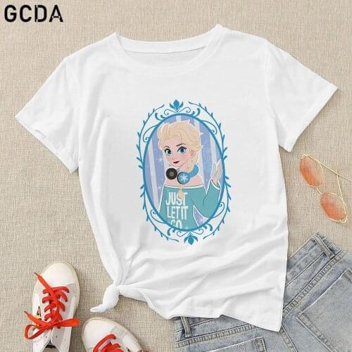 Summer Women T-shirt Queen Elsa Frozen Modern Fashion Print Tshirts Casual Tops Tee Harajuku White T shirt Female Clothes