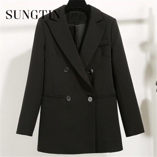 Sungtin Long Black Oversized Blazer Women Office Lady Loose Fashion Autumn Solid Business Blazer Work Spring 2021 Outwear Cloth