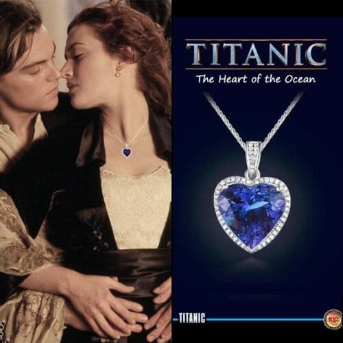Fashion luxury Wedding Necklace Jewelry for Women Blue Crystal Necklace Titanic Heart of Ocean Love Forever Pendant Necklace