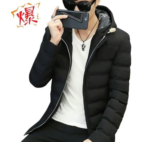 2019 Winter New Style Mens Cotton-padded Clothes Teenager Hooded Korean-style Cotton-padded Clothes Mens Thick Warm Jacket