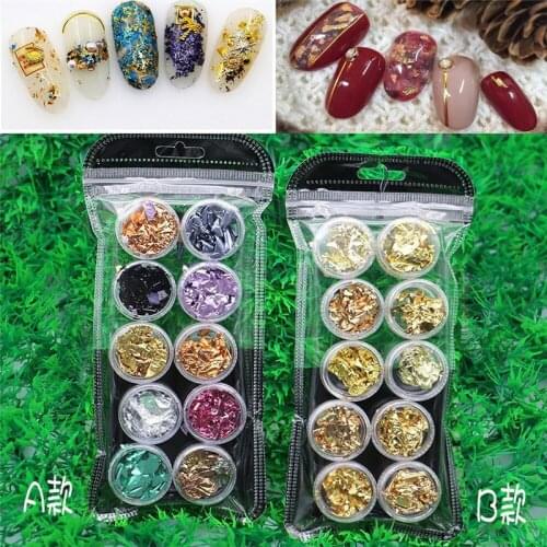 10 Jars Nail Glitter Aluminum Irregular Holographic Glitter Sequins Foils Nail Art Flakes Manicure Foil Nails Tips P#2W