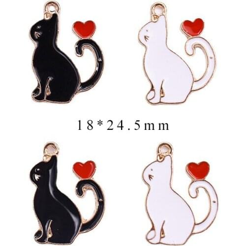 10pcs/Lot Cat 18*24.5mm Diy Handmade Oil Enamel Charms Design for Jewelry Making Earring Bracelet or Necklace