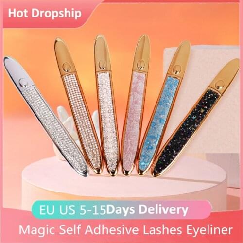 10pcs Magic Self Adhesive Lashes Eyeliner Long Lasting No Glue Non Blooming Quick Drying Eyelashes Sticking Eye liner Pencil