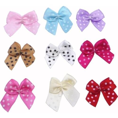 100Pcs 3cm Color Wave Point Ribbon Bowknot Patch DIY Craft Supplies Kids Headwear Clothes Shoe Gift-Wrap Decor Sewing Accessory