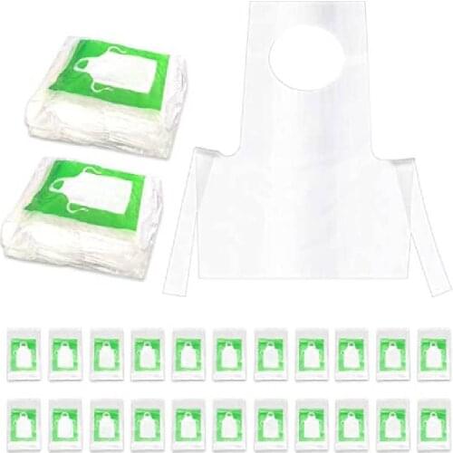 50pcs Kids Disposable Apron Small Plastic Apron Clear Cooking Apron Waterproof Child Apron for Painting Teaching DIY Craft Art