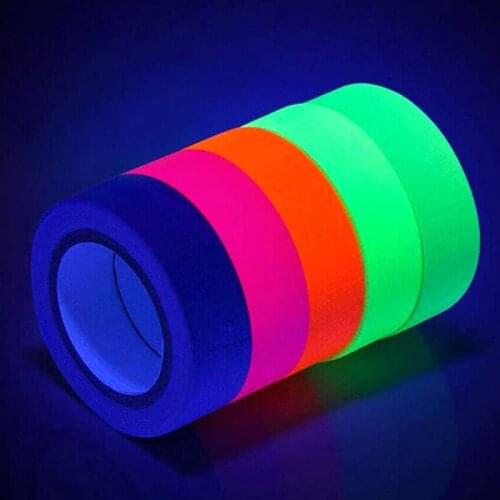 6rolls Fluorescent Tape UV Blacklight Reactive Glow In The Dark Tape Neon Gaffer Tape Safety Warning For Home Decor